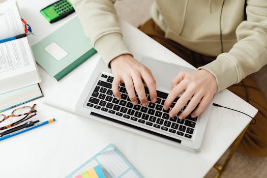 academic working on an online course