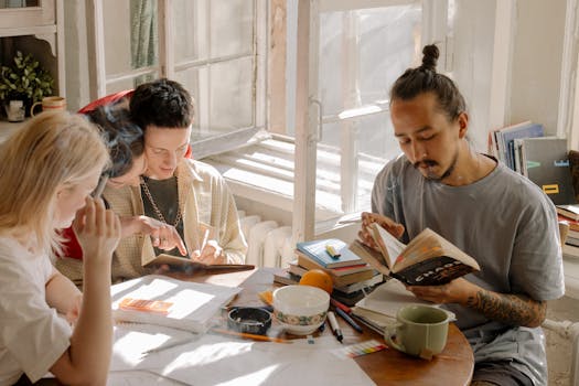 students working in a study group
