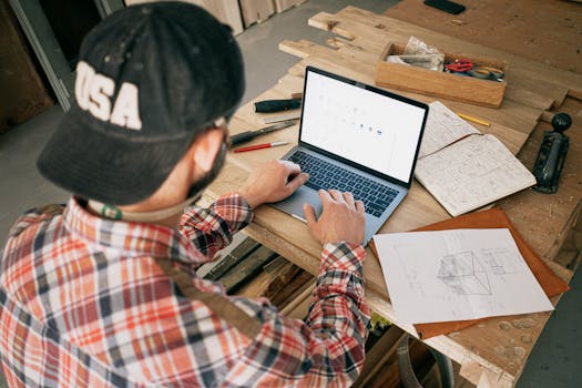 Organized workspace with technology tools